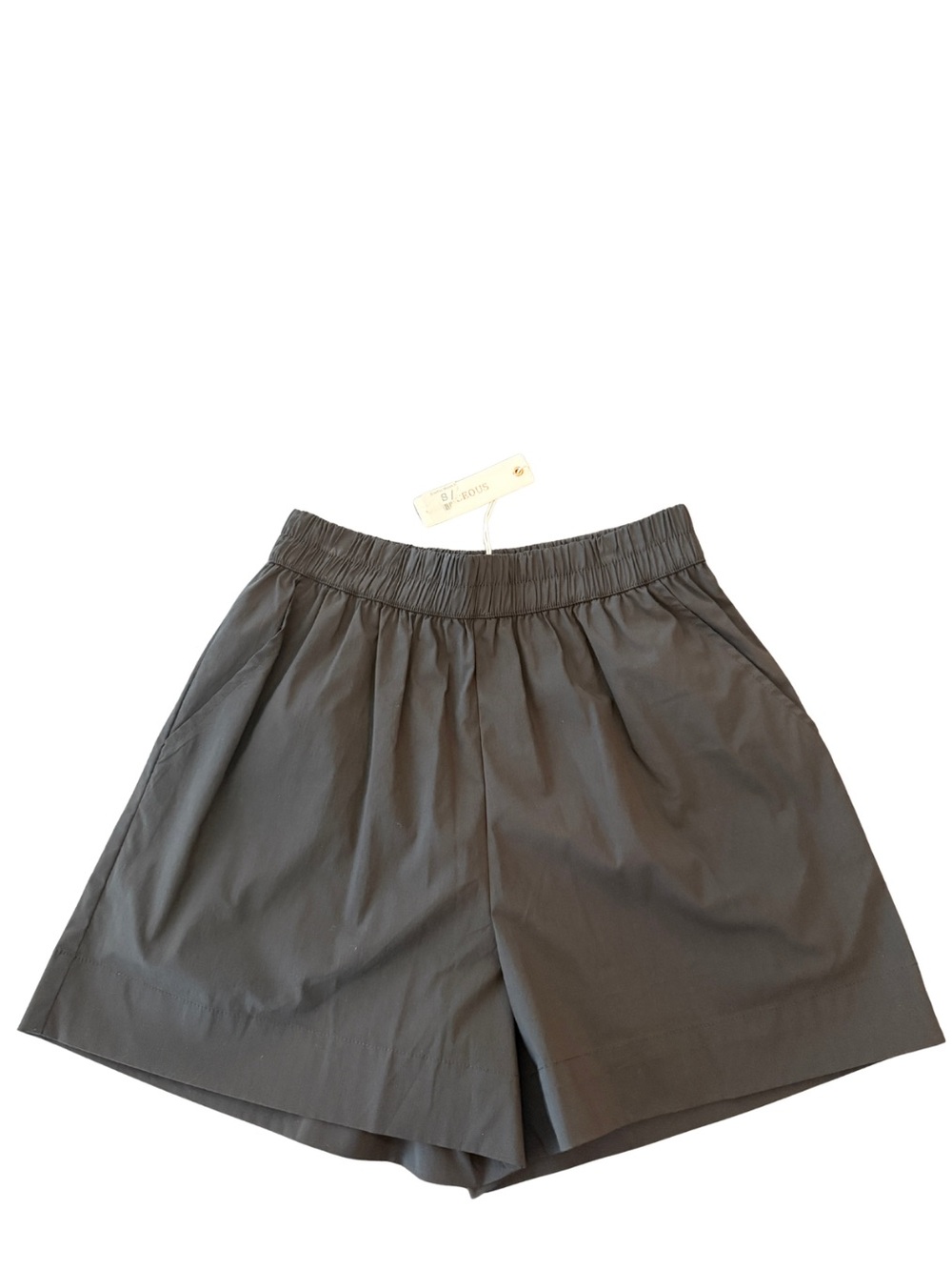 Olivaceous Black Elastic-Waist Women's Shorts